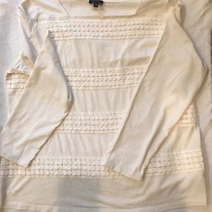 Talbots 1xp 3/4 sleeve ecru t-shirt eyelet detail